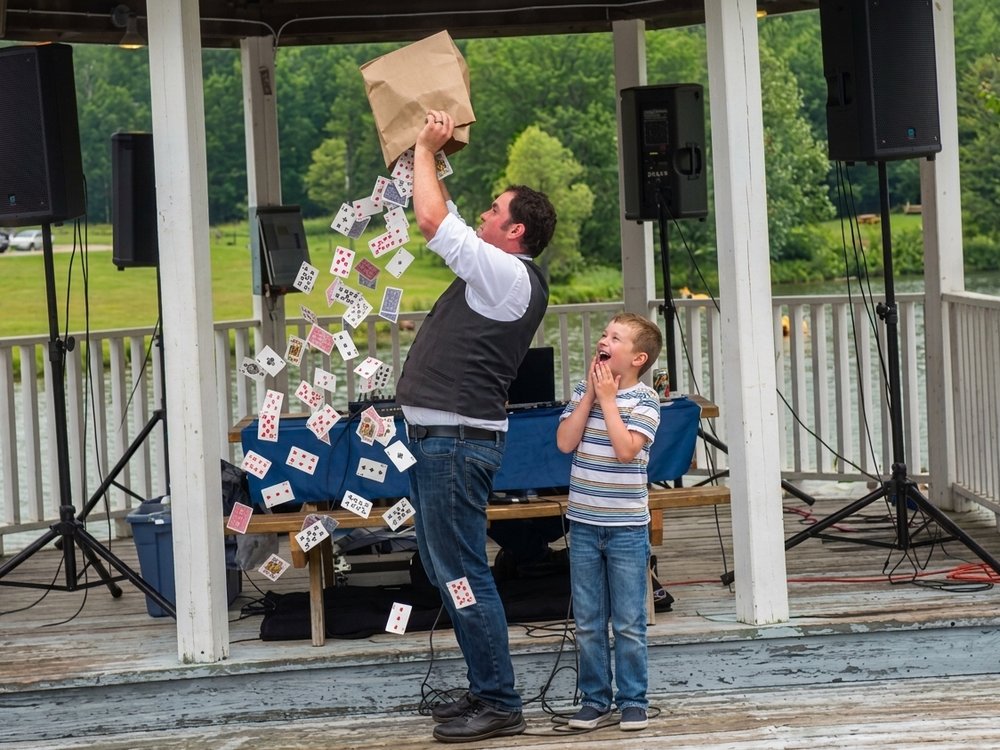 Professional magician performing at a family parties